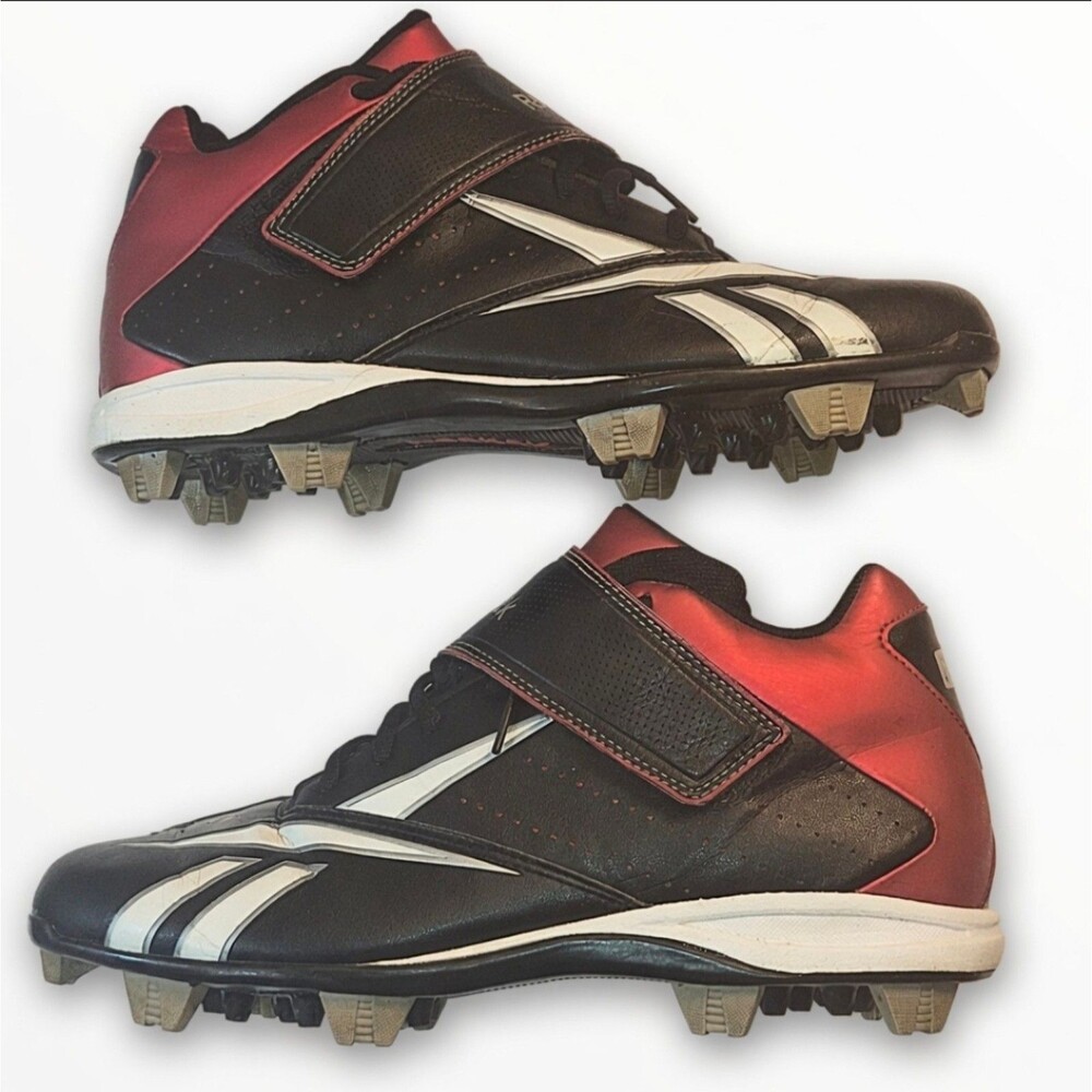 Reebok MLB Authentic PlayDry Baseball Cleats Men's US 11 Black/Red Authentic EUC